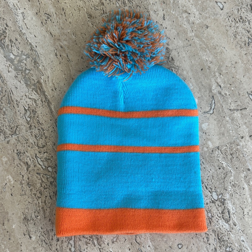 Blippi Kids Pom-Pom Beanie - Blue and Orange - Picture 2 of 3